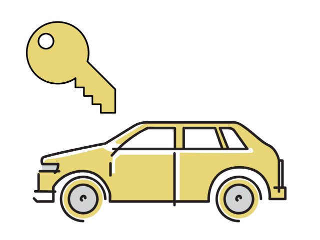 鍵をかけた車のイラスト